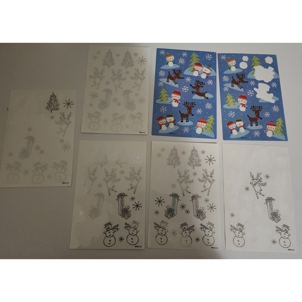 Vintage American Greetings Stickers AGC Snowmen Reindeer